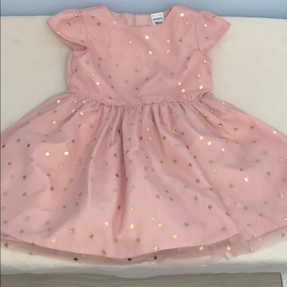 🔥Sale🔥Carters pink and gold chiffon star dress
